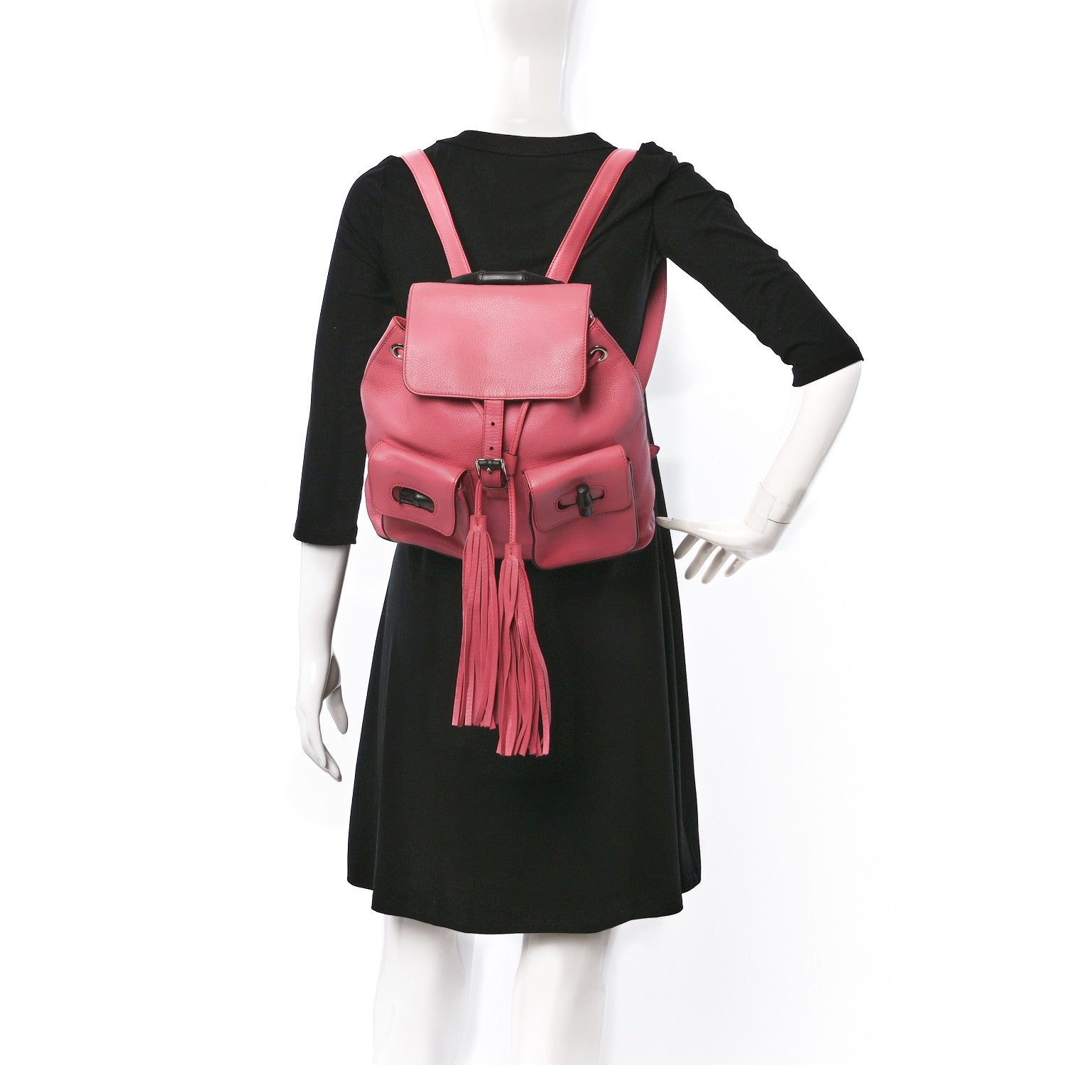 Gucci Cellarius Calfskin Medium Bamboo Backpack Glossy Pink 3 of 10