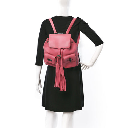 Gucci Cellarius Calfskin Medium Bamboo Backpack Glossy Pink 3 of 10