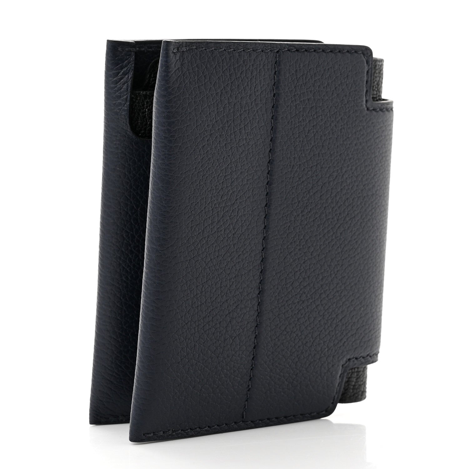 Hermes Evercolor Chevre Mysore Open Vertical Card Holder Bleu Nuit Black 3 of 6