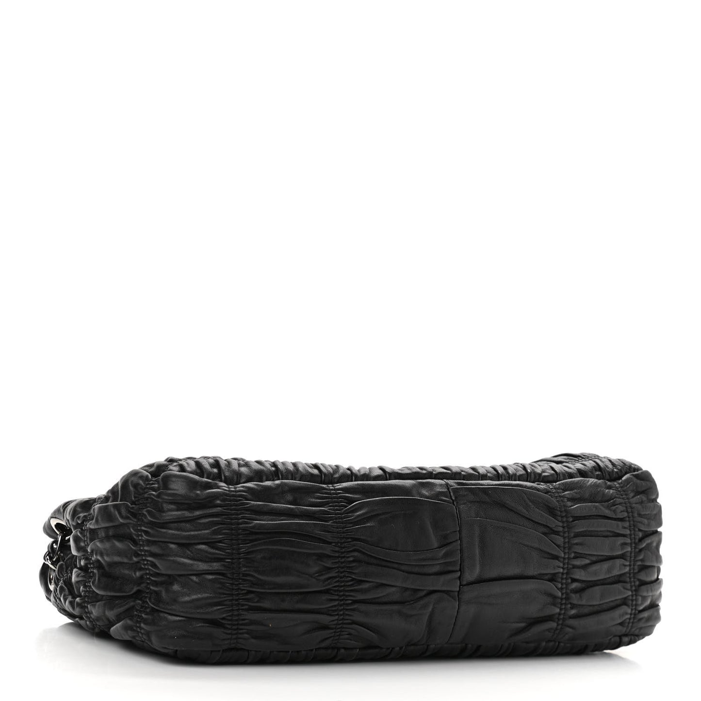 Nappa Gaufre Flap Chain Shoulder Bag Black