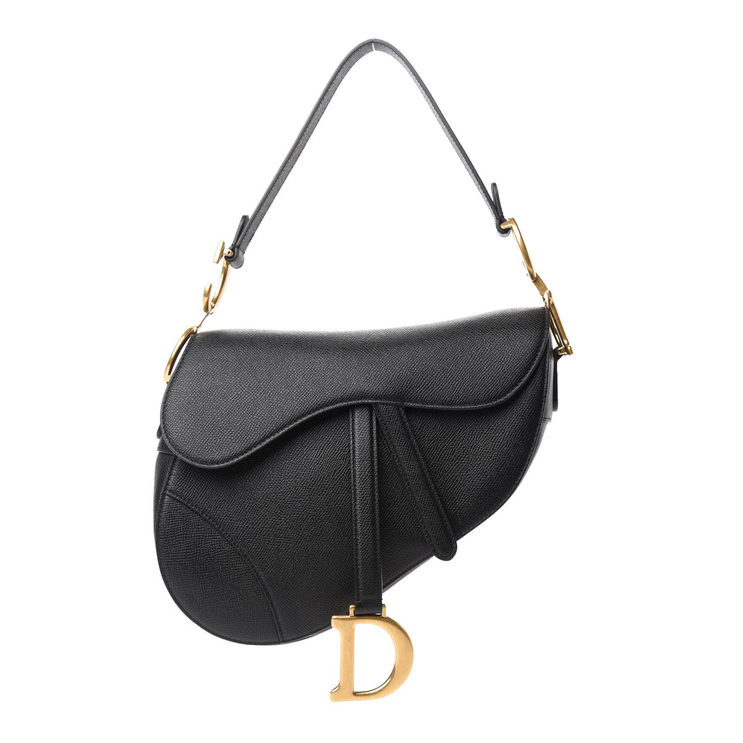 Christian Dior Grained Calfskin Saddle Bag Black 1 of 10