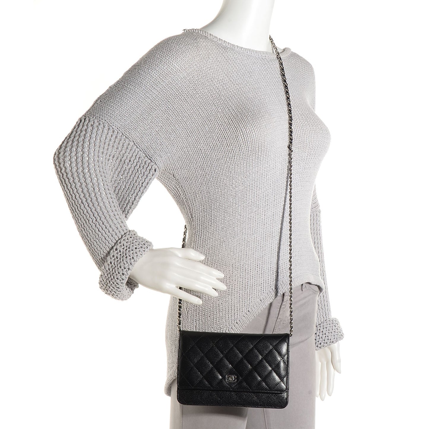 Caviar Quilted Wallet On Chain WOC Black