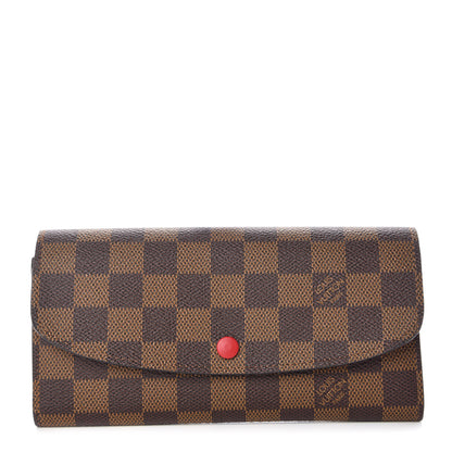 Louis Vuitton Damier Ebene Emilie Wallet Red 1 of 10
