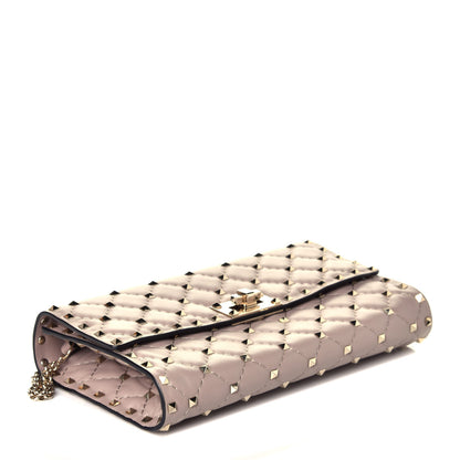 Valentino Garavani Lambskin Rockstud Spike Wallet on Chain Poudre 4 of 8