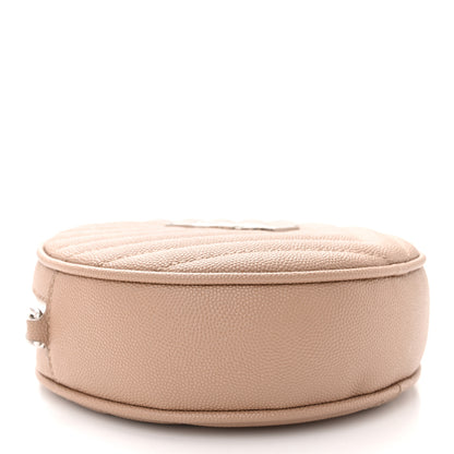 Saint Laurent SAINT LAURENT Grain De Poudre Matelasse Chevron Quilted Round Vinyle Camera Bag Gold Sand 3 of 9