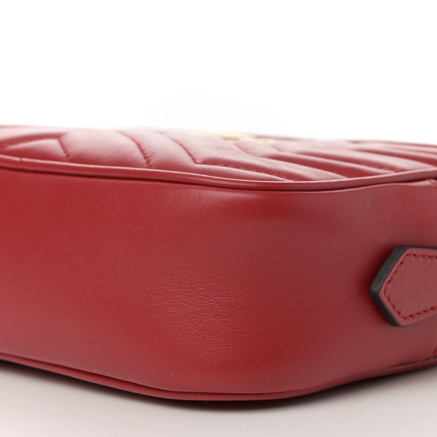 Gucci Calfskin Matelasse Mini GG Marmont Chain Shoulder Bag Hibiscus Red 11 of 14