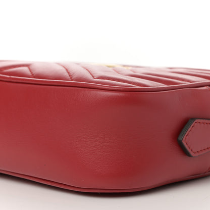 Gucci Calfskin Matelasse Mini GG Marmont Chain Shoulder Bag Hibiscus Red 11 of 14