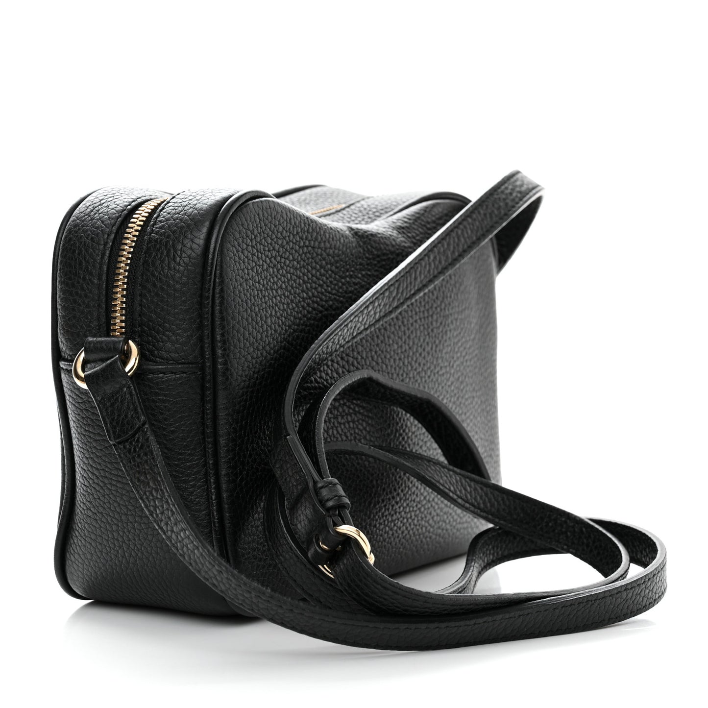 Pebbled Calfskin Small Soho Disco Bag Black