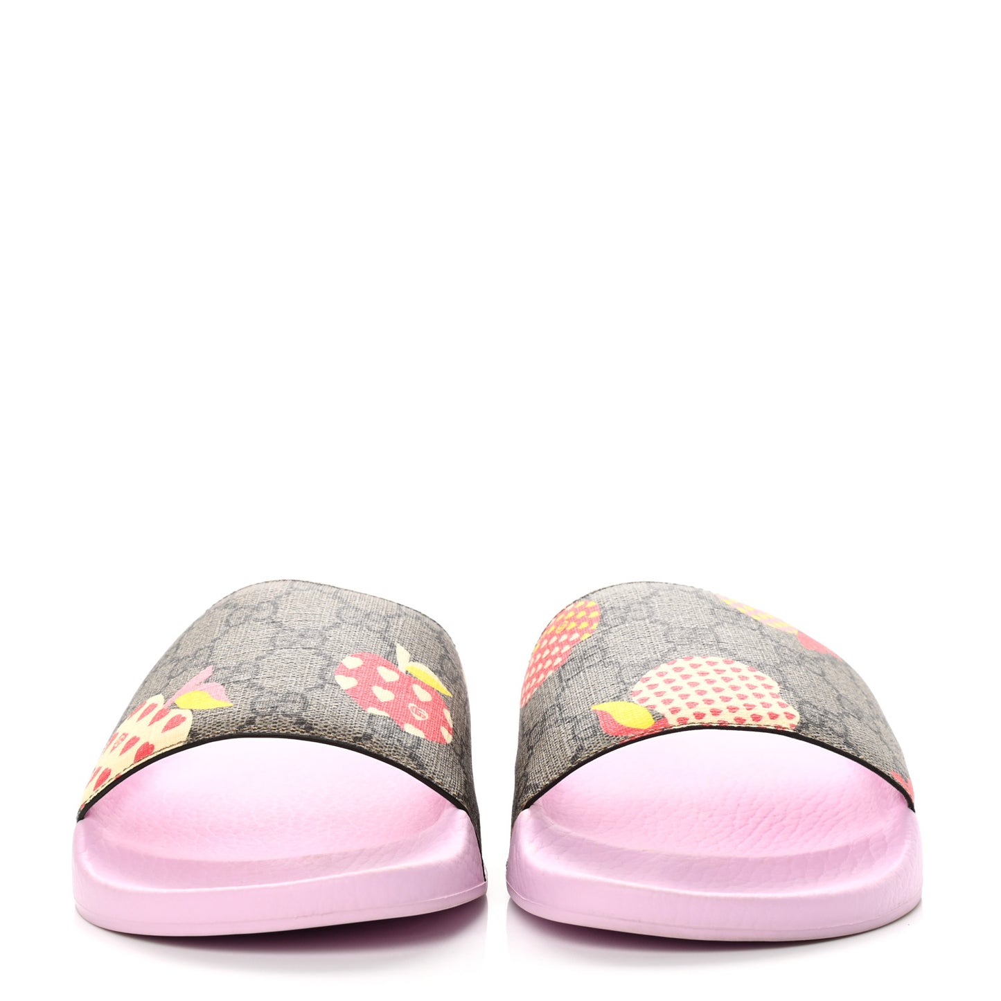 GG Supreme Monogram Apple Slide Sandals 40 Pink Multicolor
