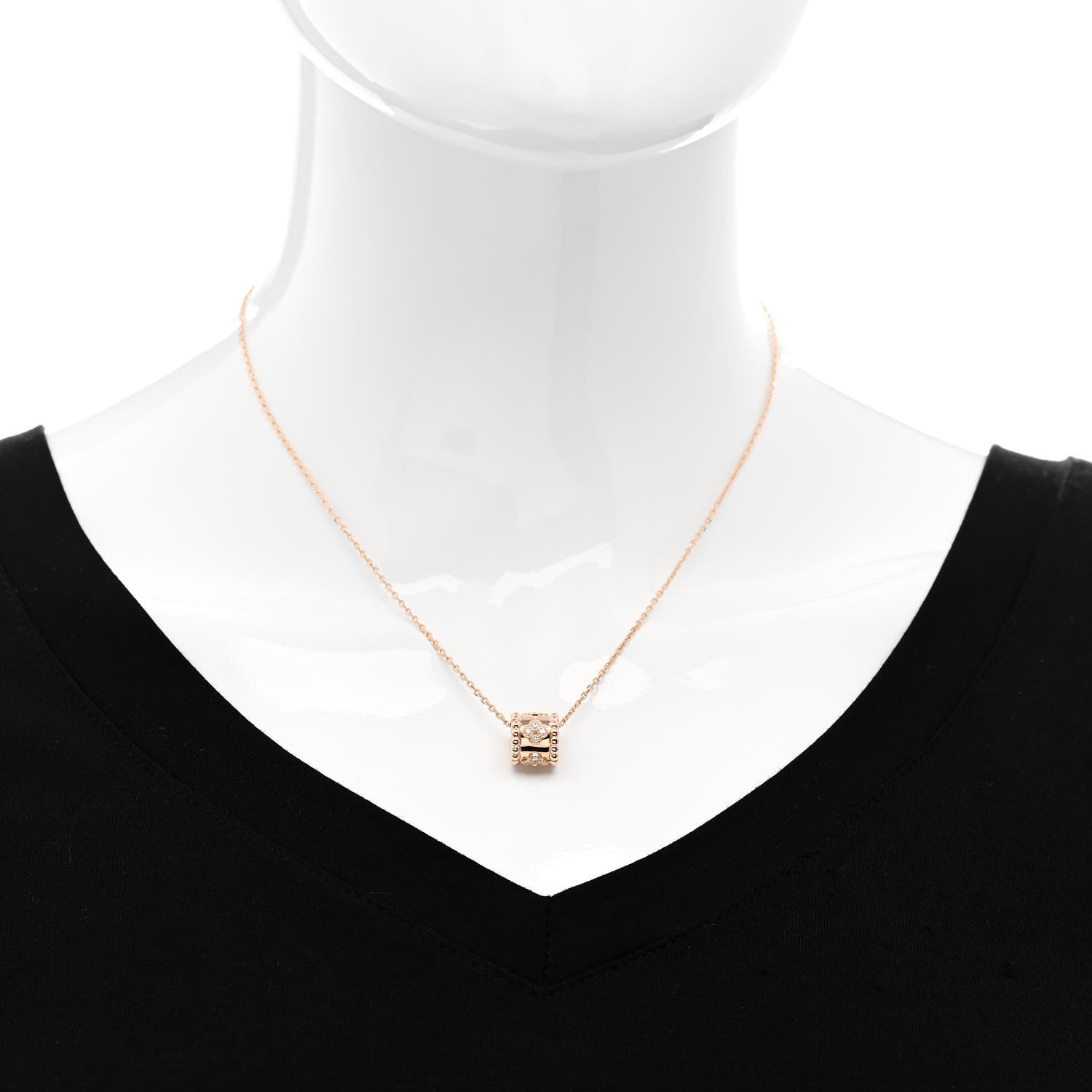 Van Cleef & Arpels 18K Rose Gold Diamond Small Perlee Clovers Pendant Necklace 2 of 5