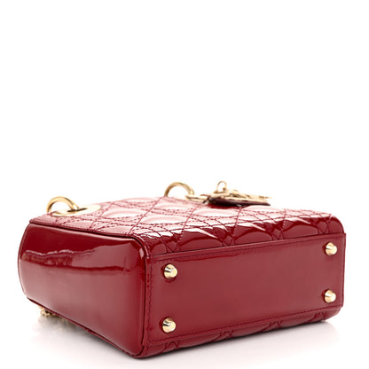 Christian Dior Patent Cannage Mini Lady Dior Red 5 of 11