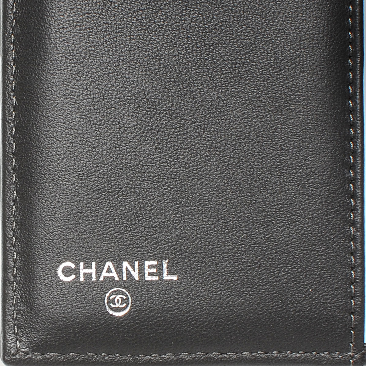 Lambskin Quilted Large Flap Wallet Dark Grey