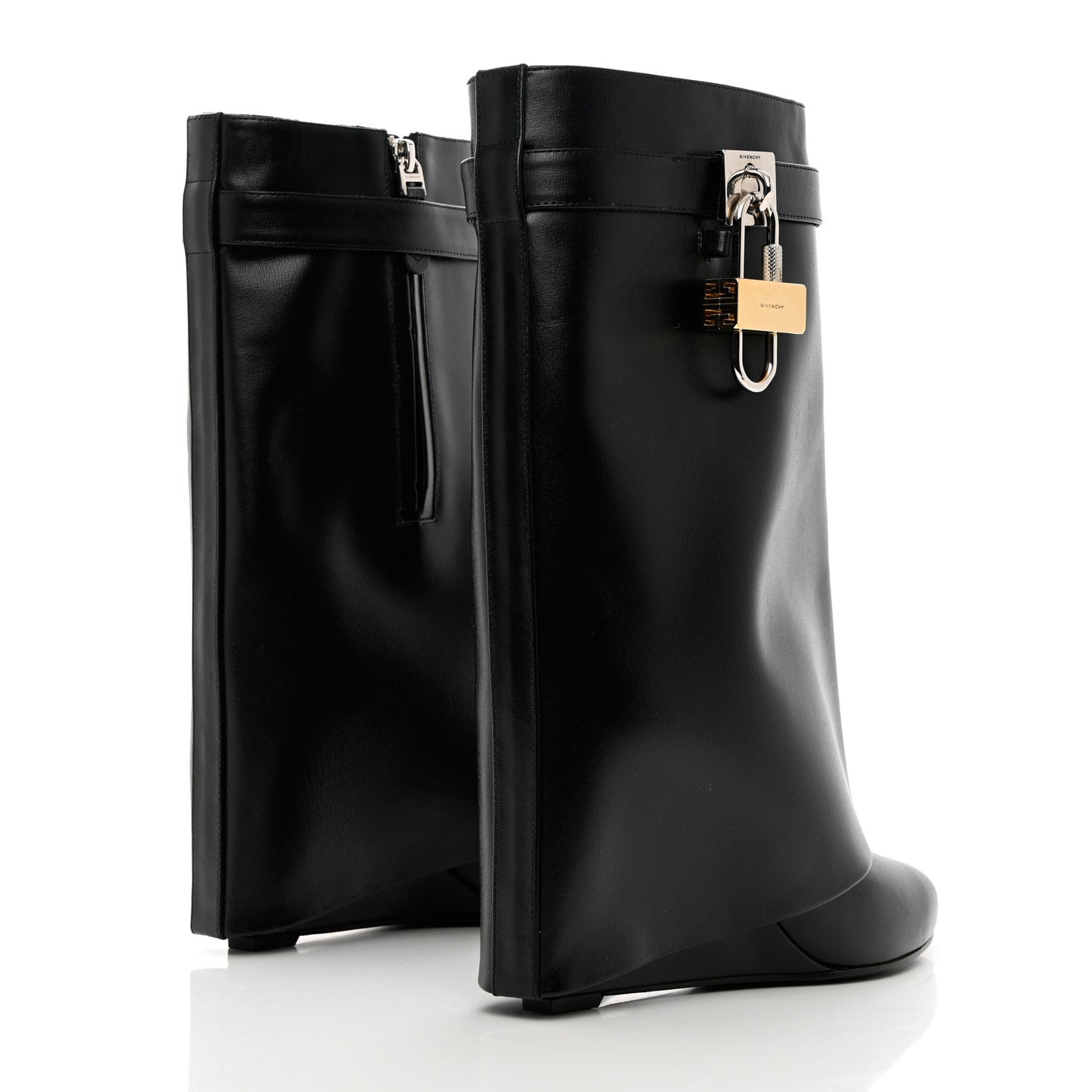Calfskin Shark Lock Ankle Boots 40 Black