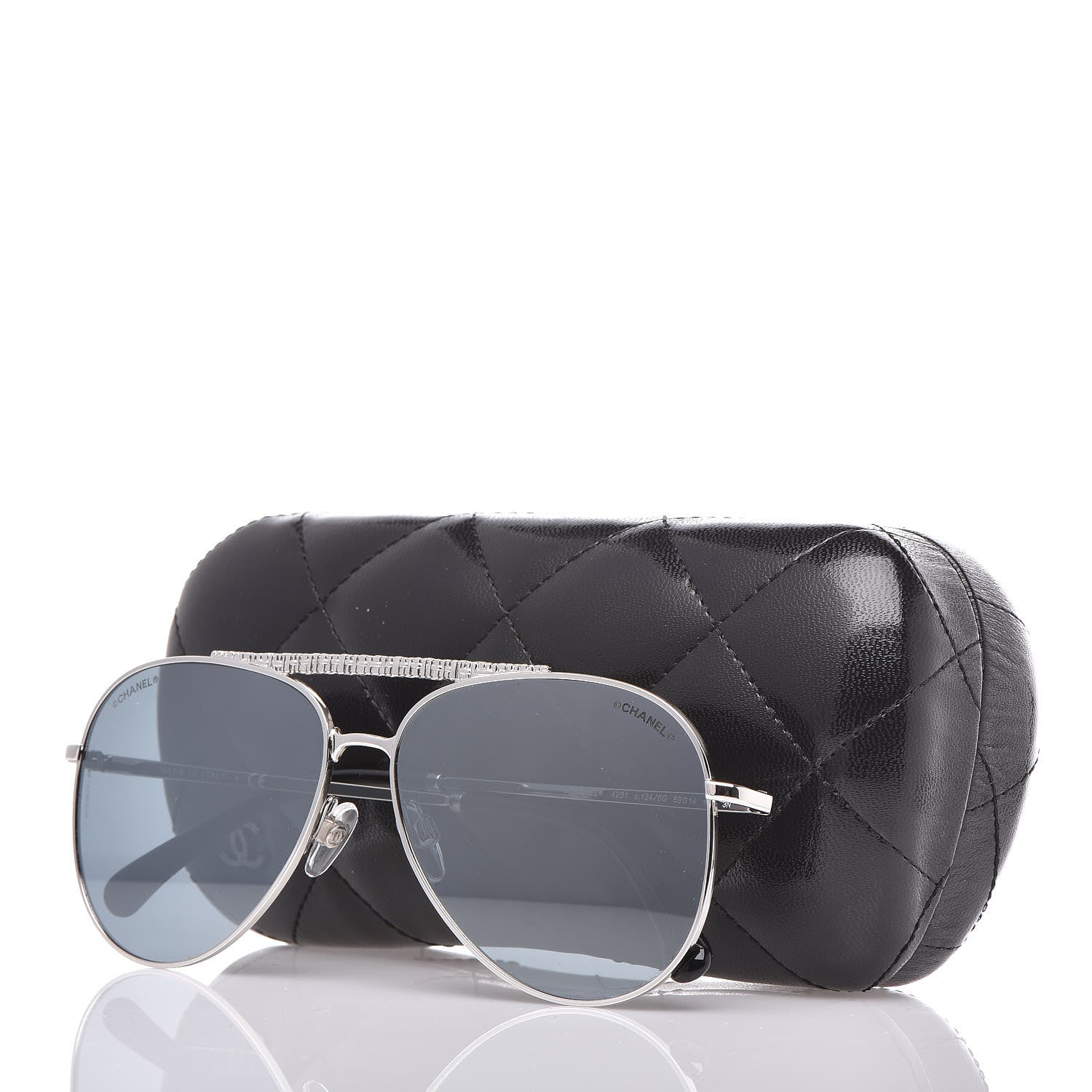 Chanel Aviator Metallic Pilot Sunglasses 4231 Silver 7 of 7