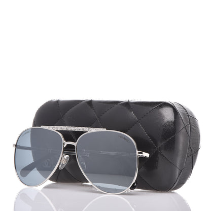Chanel Aviator Metallic Pilot Sunglasses 4231 Silver 7 of 7