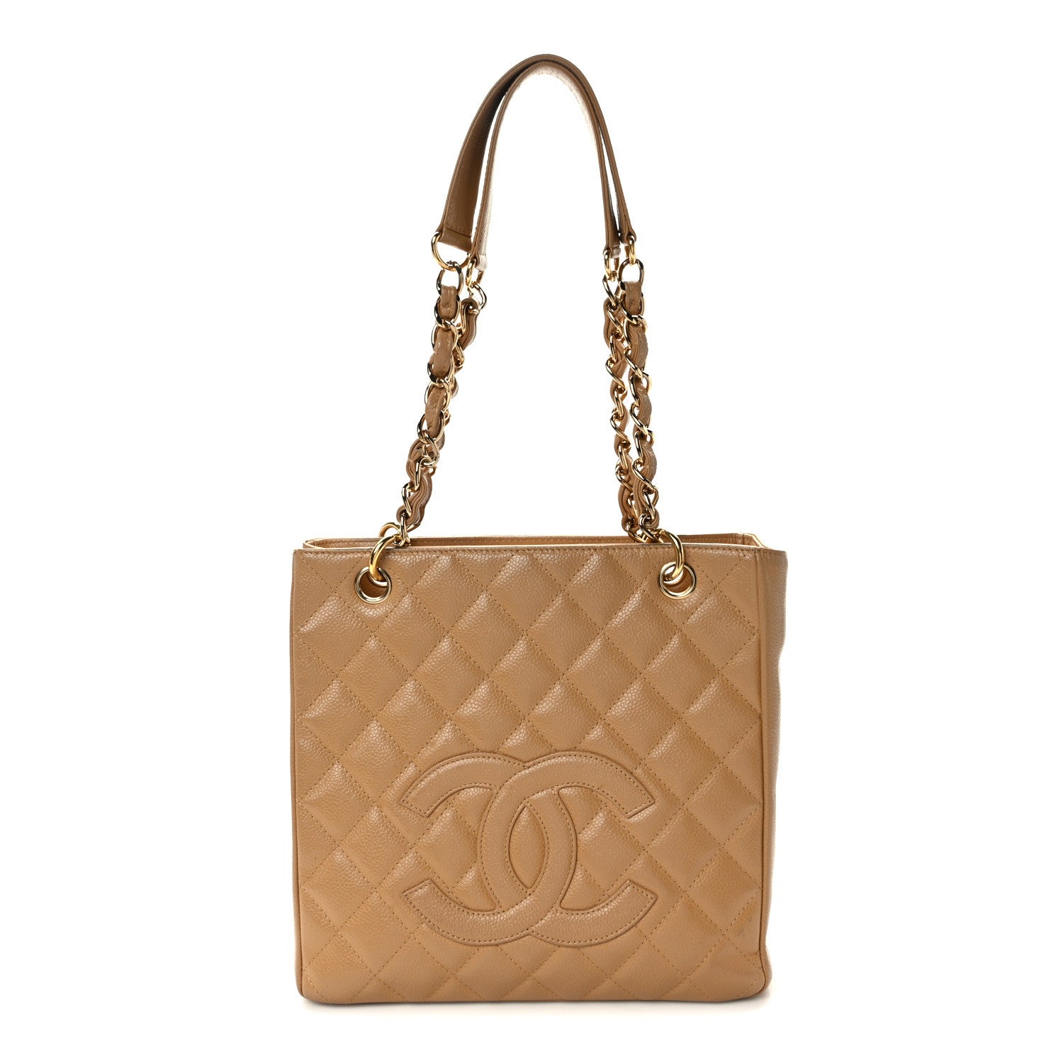 Chanel Caviar Quilted Petit Shopping Tote PST Dark Beige 1 of 16
