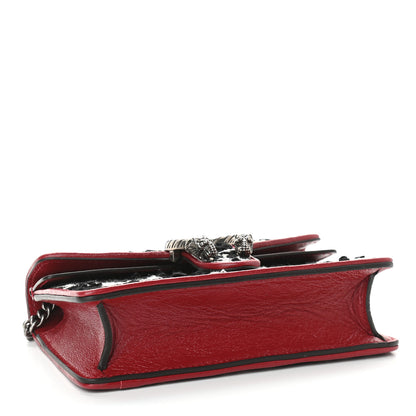 Gucci Tweed GG Monogram Super Mini Dionysus Shoulder Bag Black White Romantic Cherry 4 of 9
