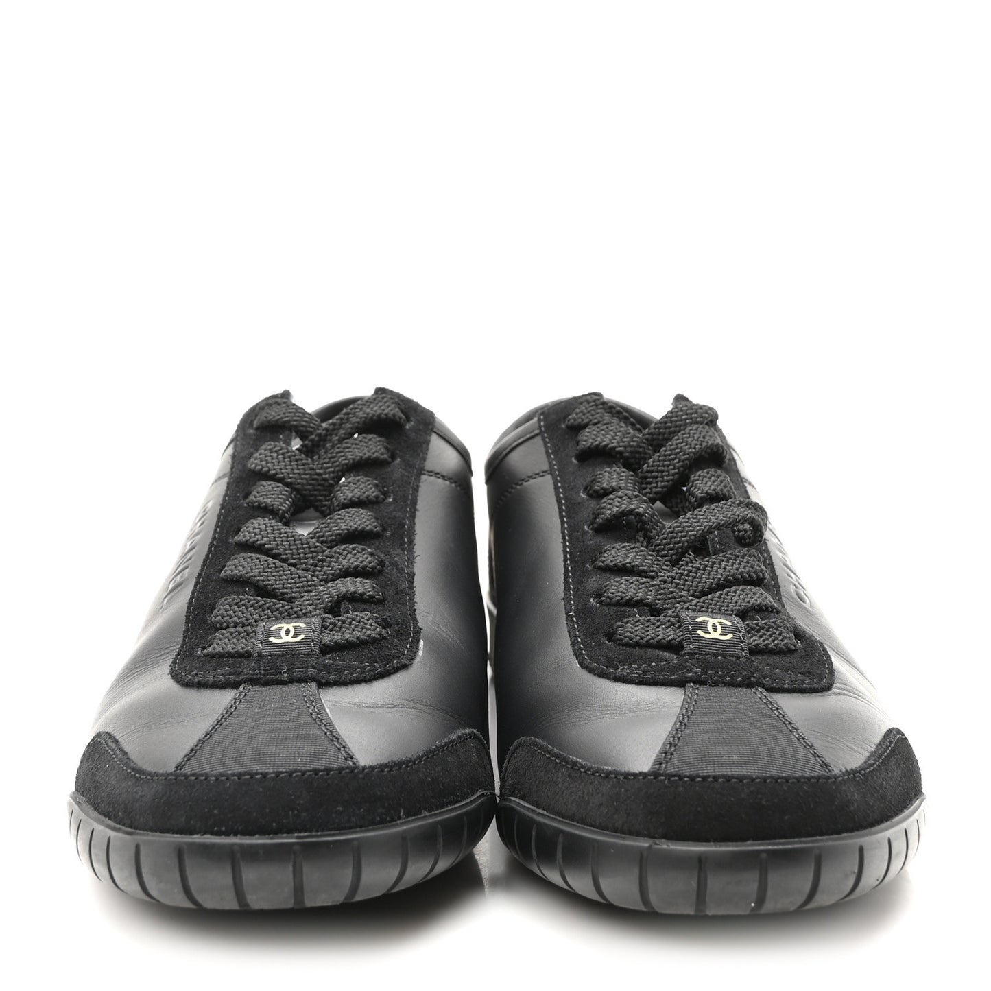 Calfskin Suede Sneakers 36 Black
