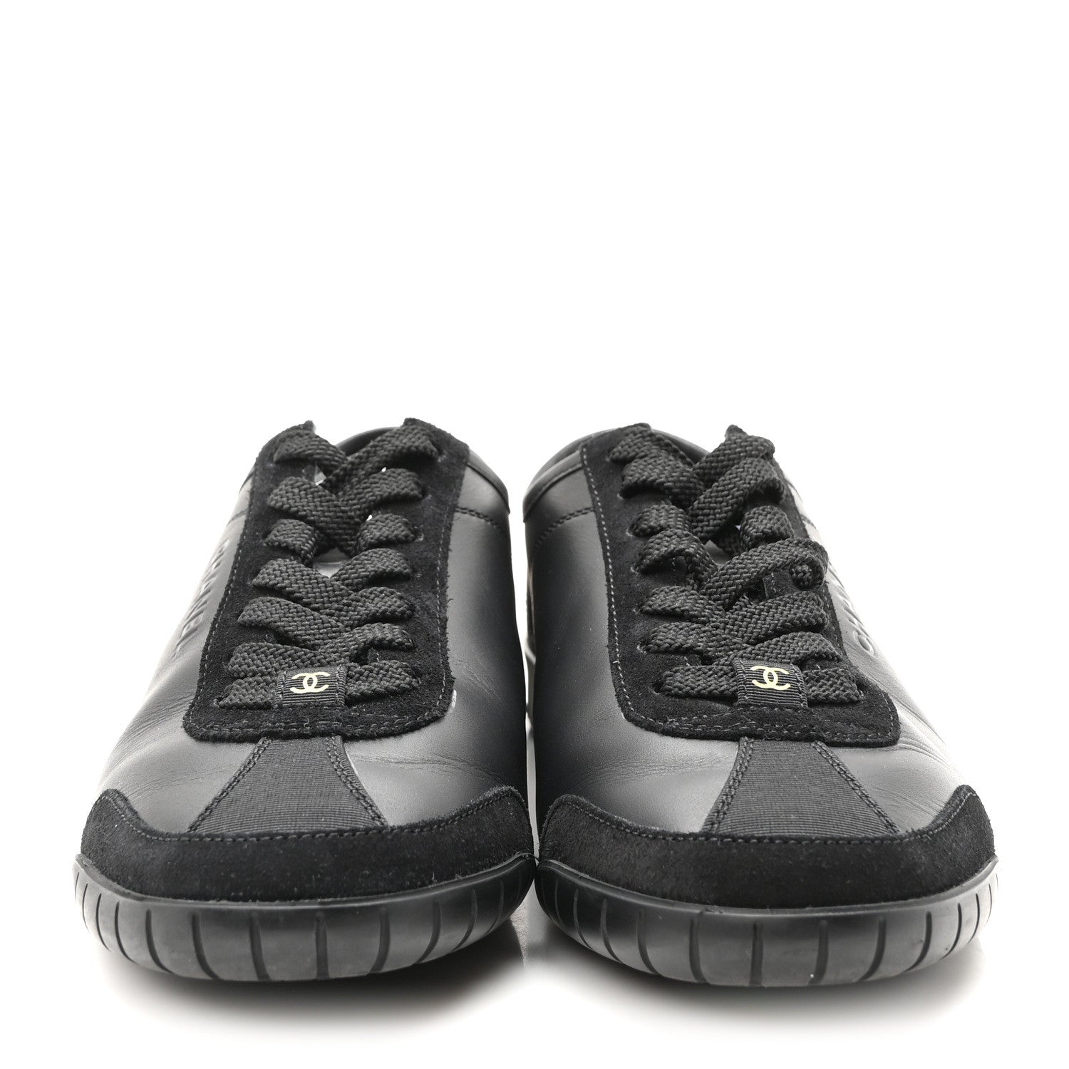 Chanel Calfskin Suede Sneakers 36 Black 3 of 8