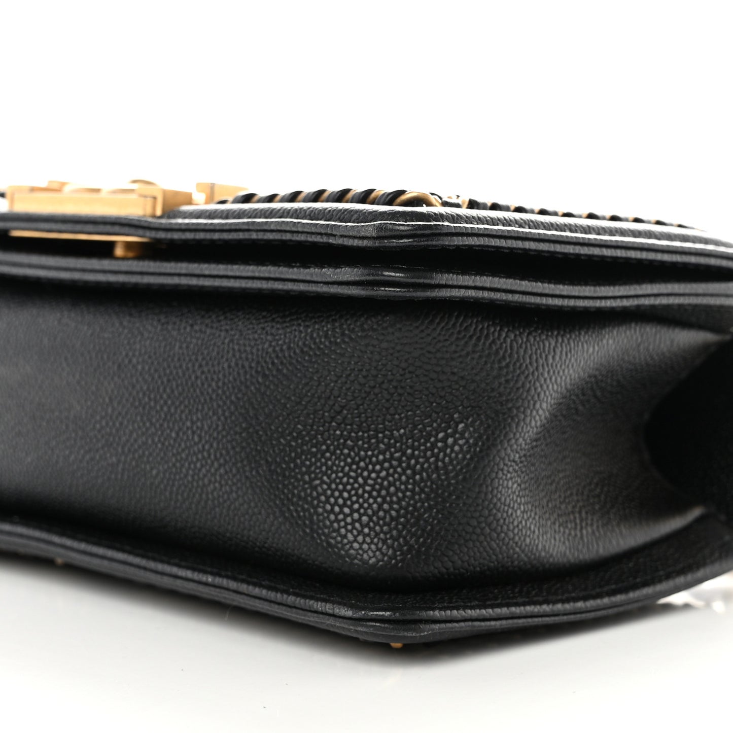 Caviar Quilted Small Chain Around Boy Flap Black