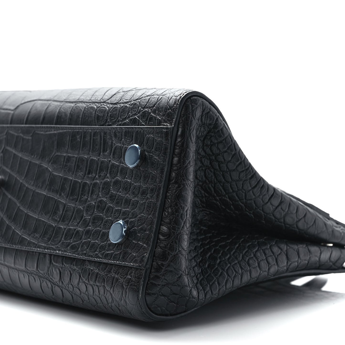 Calfskin Crocodile Embossed Medium Cabas Rive Gauche Black