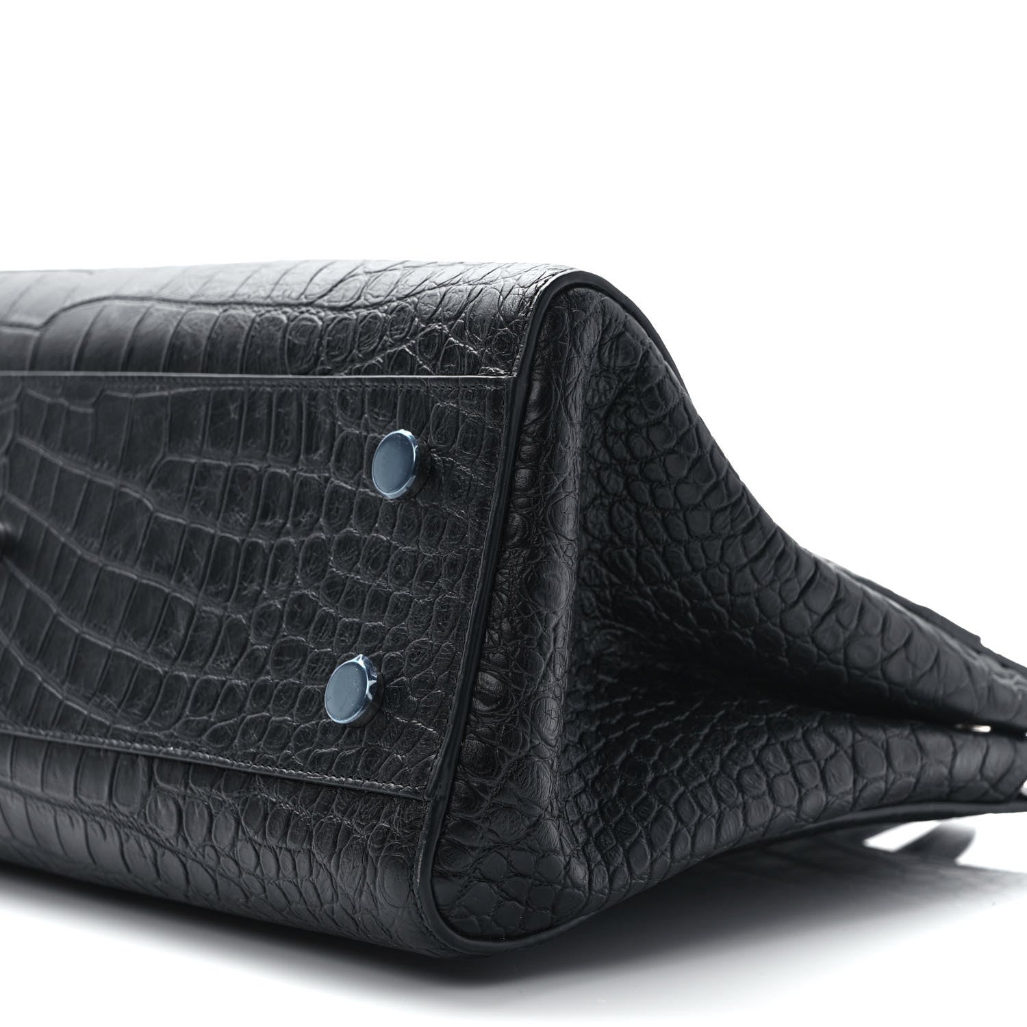 Saint Laurent Calfskin Crocodile Embossed Medium Cabas Rive Gauche Black 9 of 9