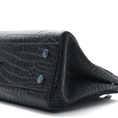 Saint Laurent Calfskin Crocodile Embossed Medium Cabas Rive Gauche Black 9 of 9