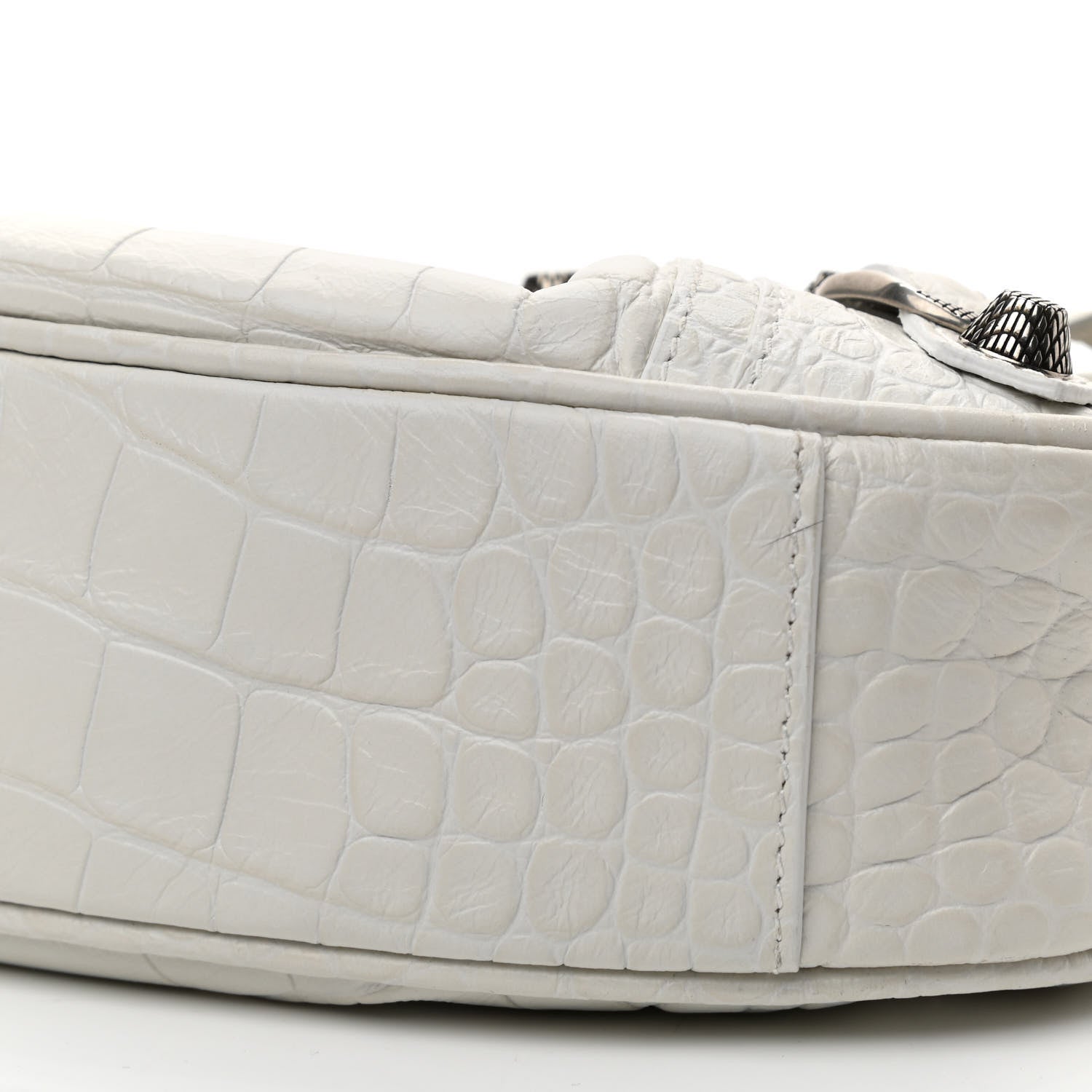 Balenciaga Extra Supple Calfskin Crocodile Embossed Le Cagole Shoulder Bag XS White 9 of 9