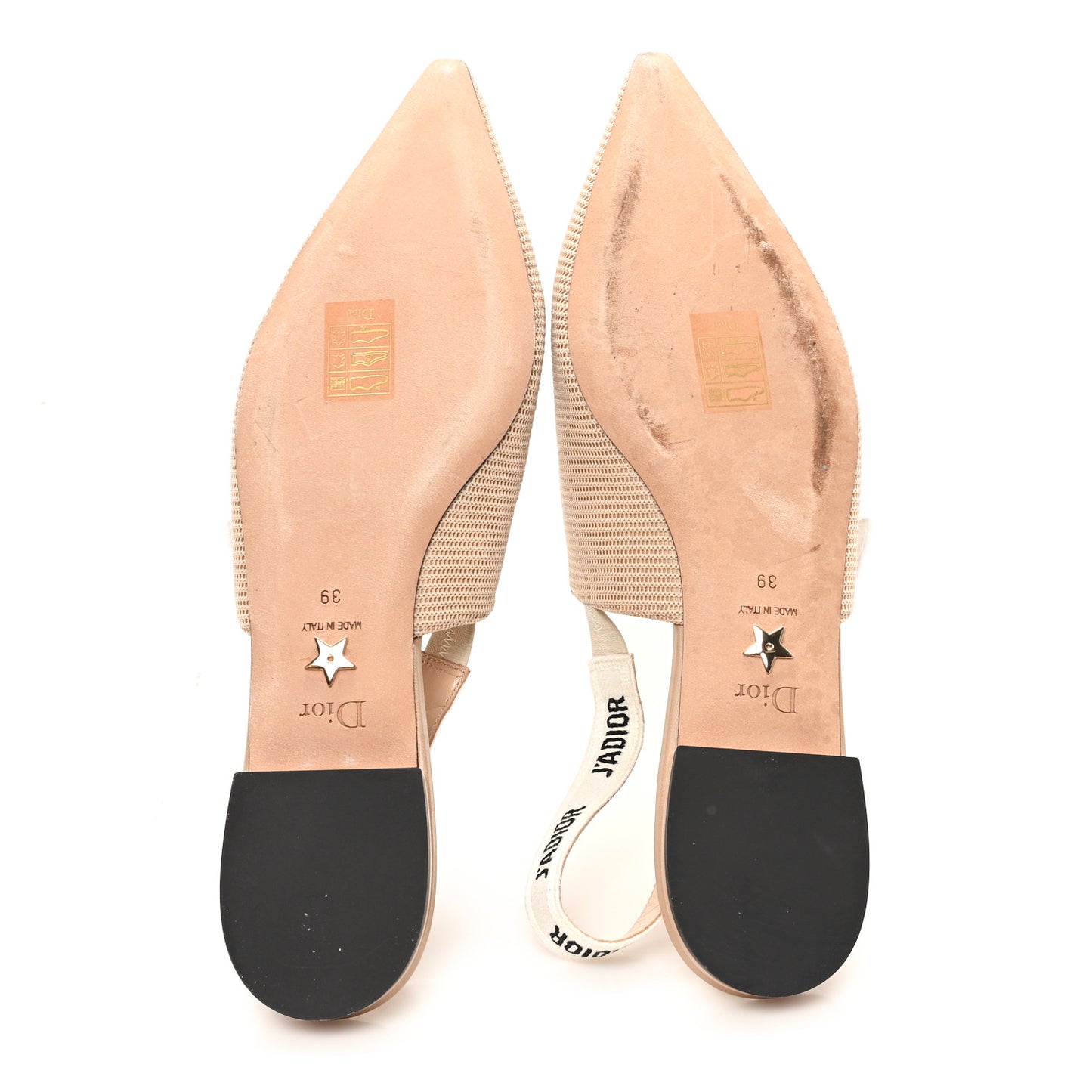 Technical Canvas Ribbon J'Adior Slingback Ballet Flats 39 Powder Nude