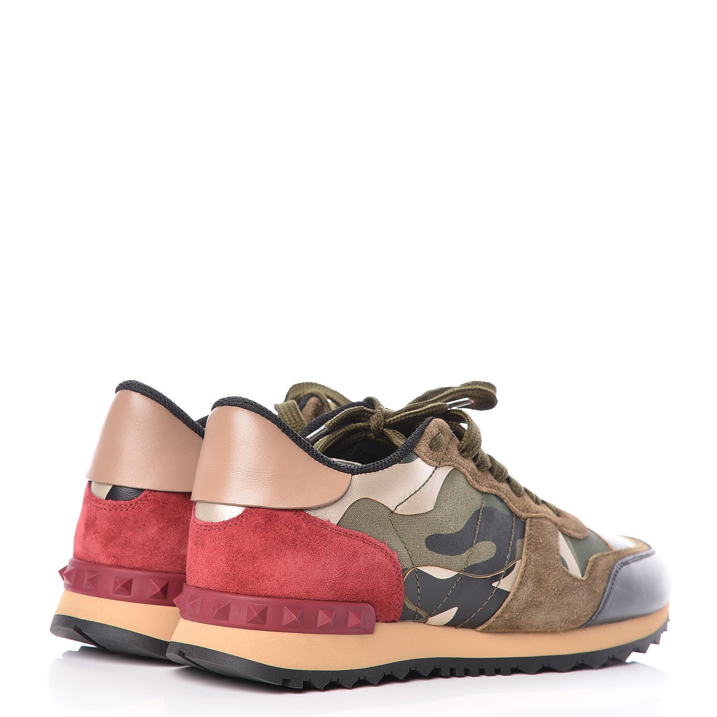 Nappa Fabric Suede Camouflage Womens Rockrunner Sneakers 35.5 Army Green Platino