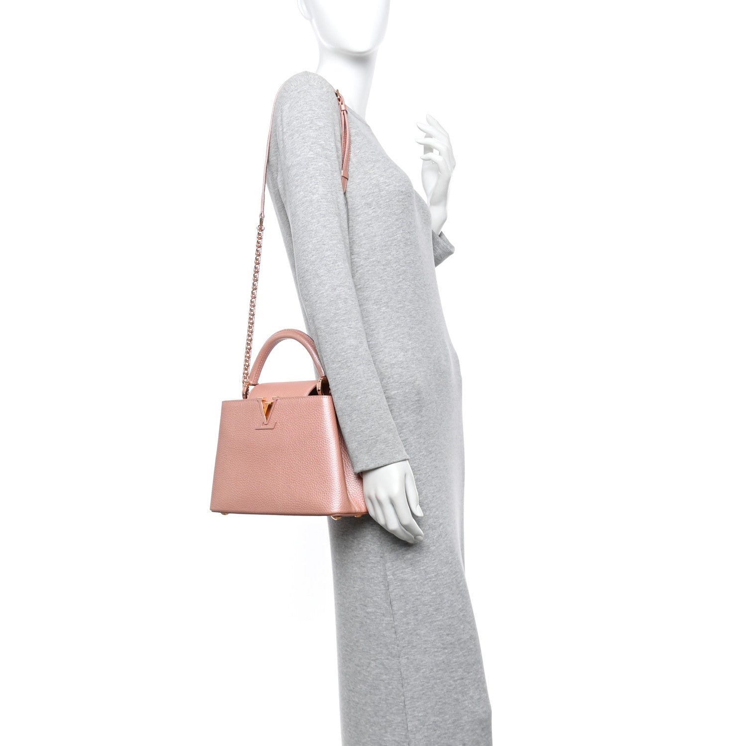 Louis Vuitton Metallic Taurillon Capucines BB Pearly Pink 2 of 10
