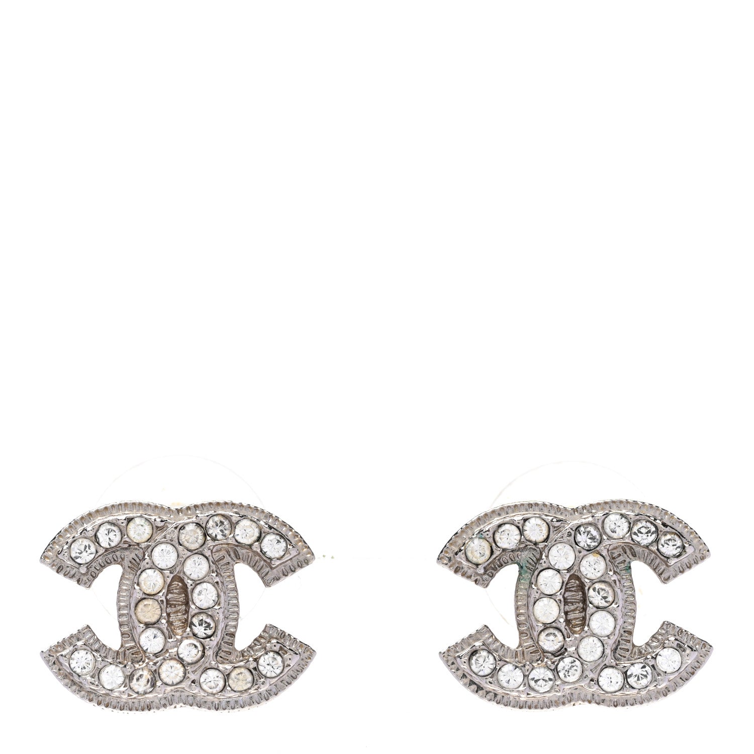 Chanel Crystal Mini CC Earrings Silver 1 of 4