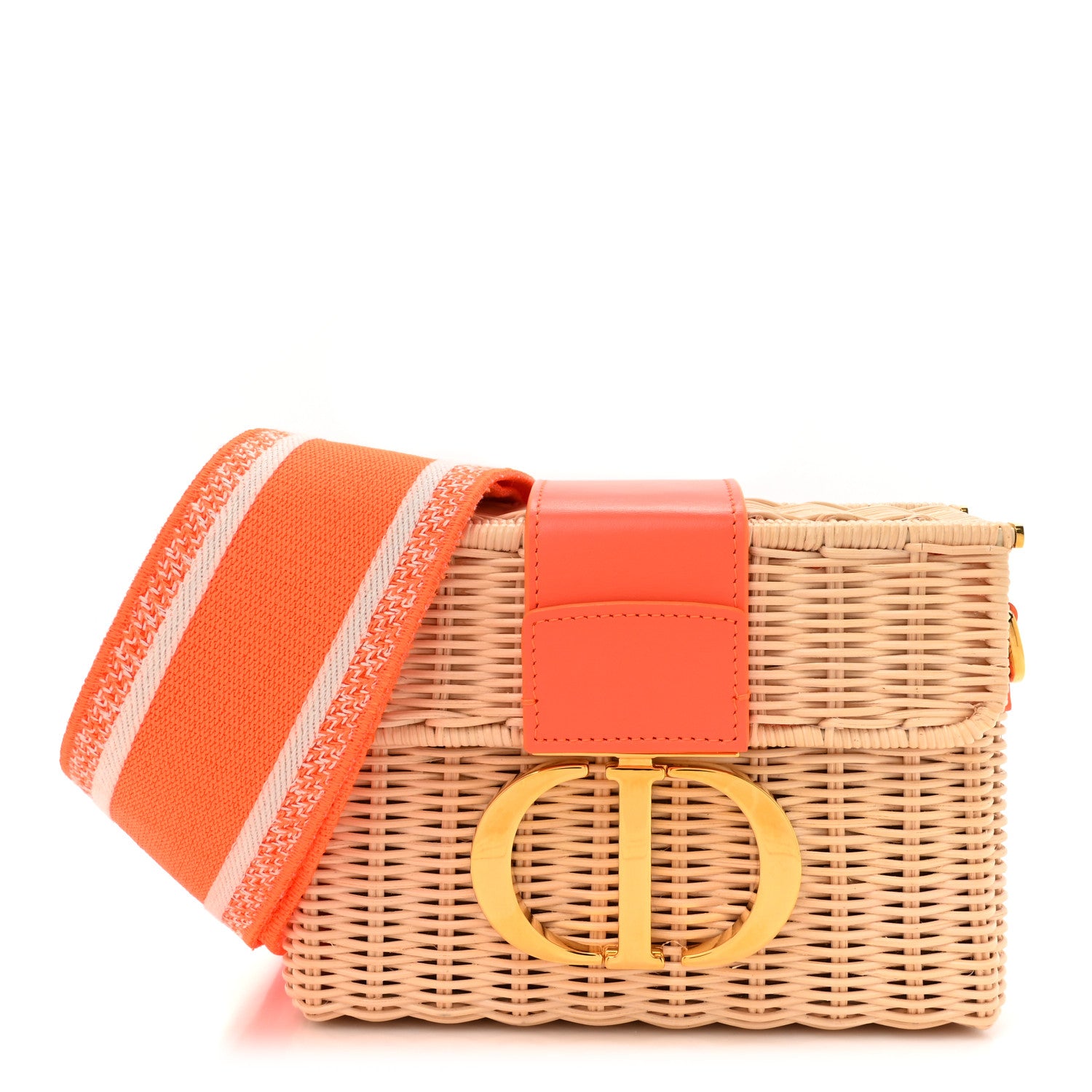 Christian Dior Wicker Oblique 30 Montaigne Box Bag Fluorescent Orange 1 of 10