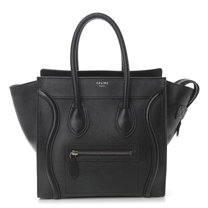 Celine Drummed Calfskin Micro Luggage Black 1 of 11