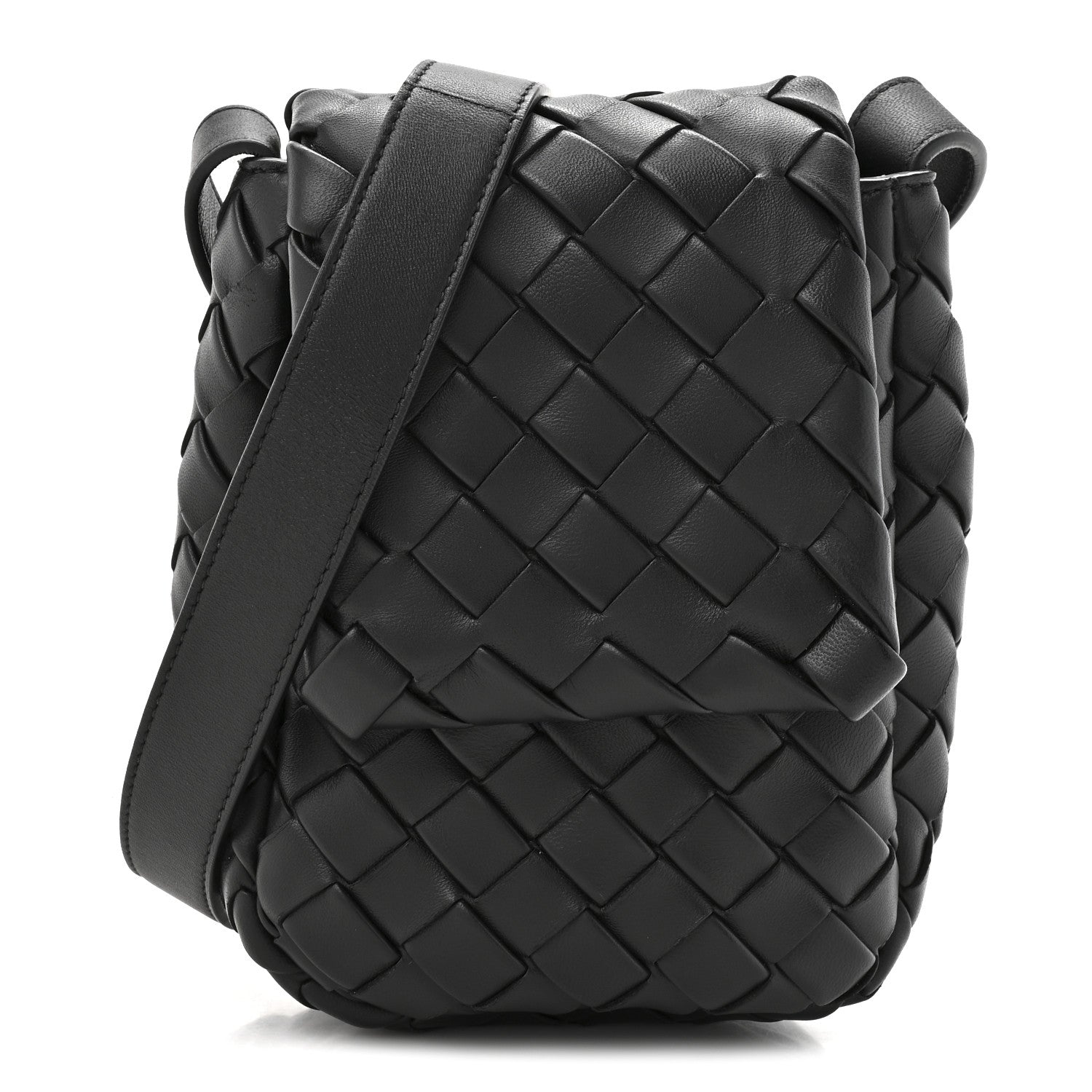 Bottega Veneta Nappa Intrecciato Mini Vertical Cobble Shoulder Bag Black 1 of 10