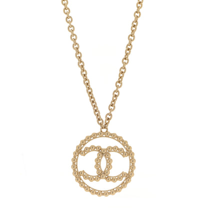 Chanel Metal Bead CC Round Pendant Necklace Gold 1 of 6
