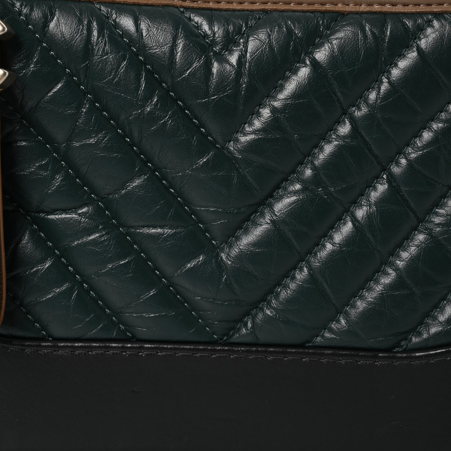 Aged Calfskin Chevron Quilted Small Gabrielle Hobo Green Navy Blue