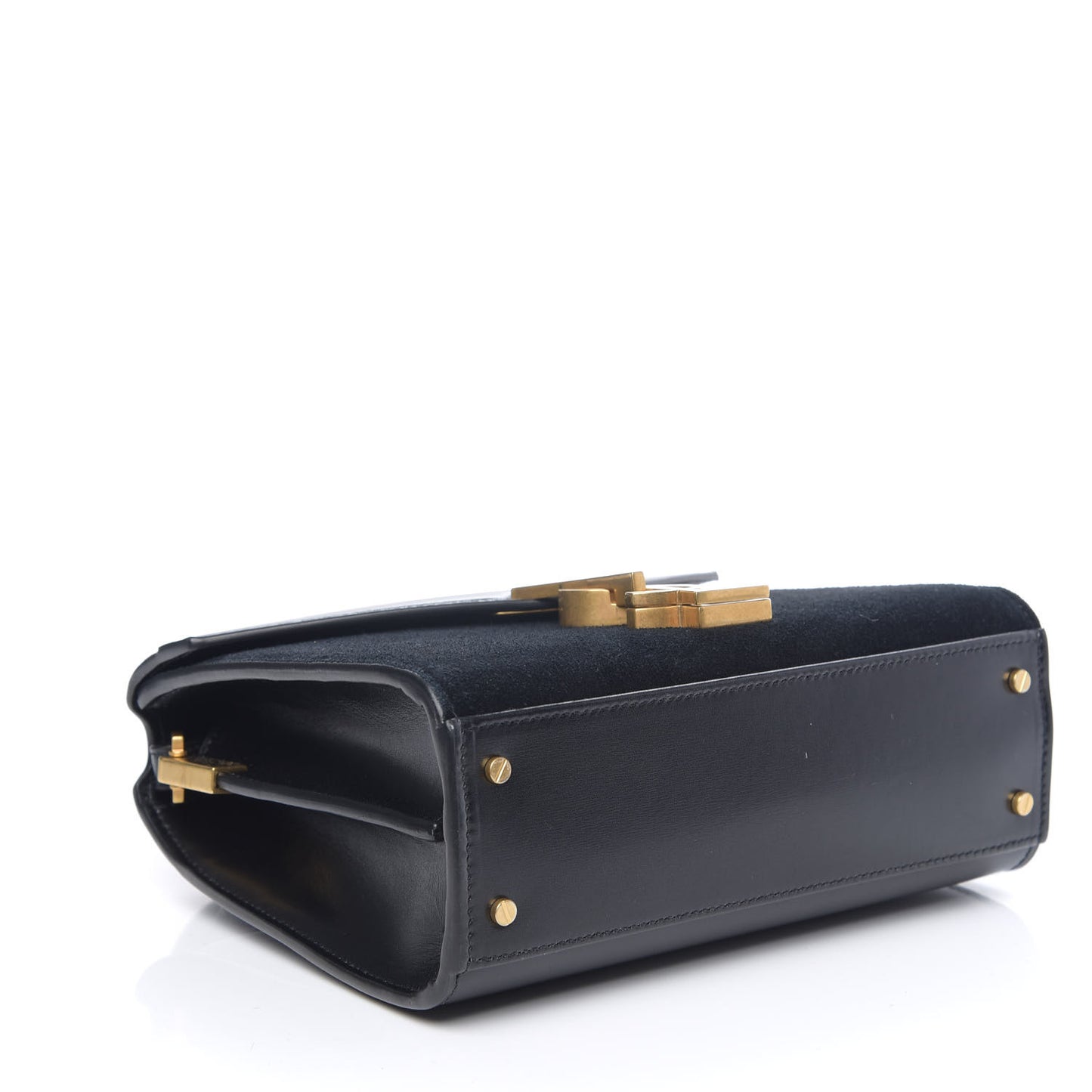 Suede Leopard Print Mini Classic Monogram Cassandra Top Handle Manto Naturale Black