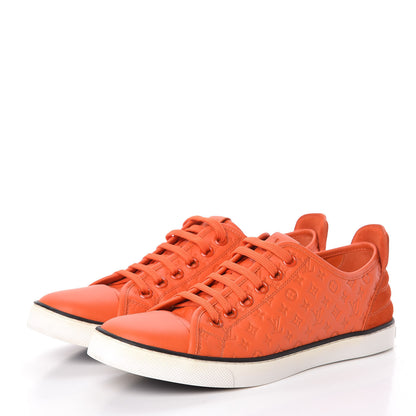 Louis Vuitton Calfskin Embossed Monogram Punchy Sneakers 39 Orange 3 of 10