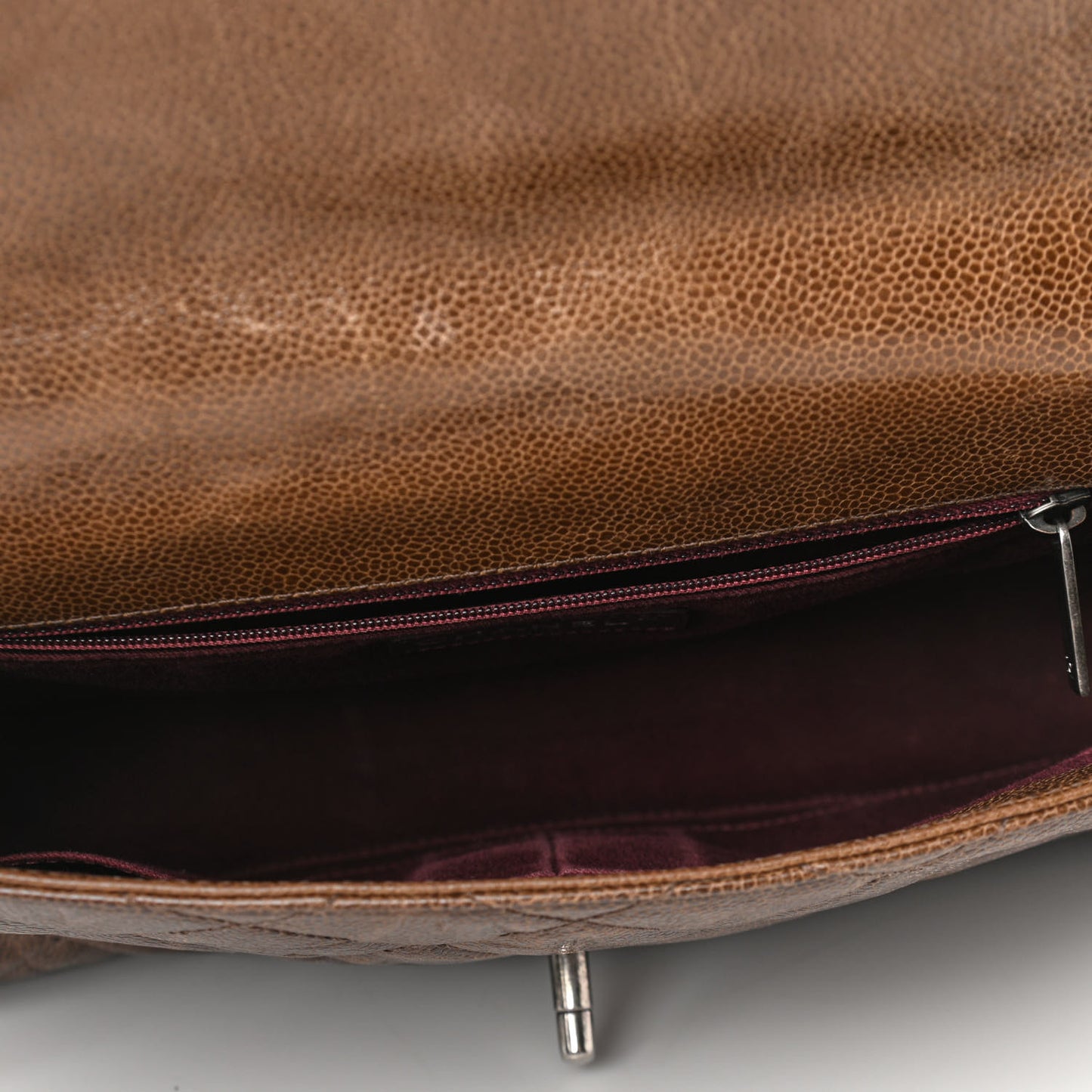 Crumpled Grained Calfskin Medium CC Crave Flap Brown