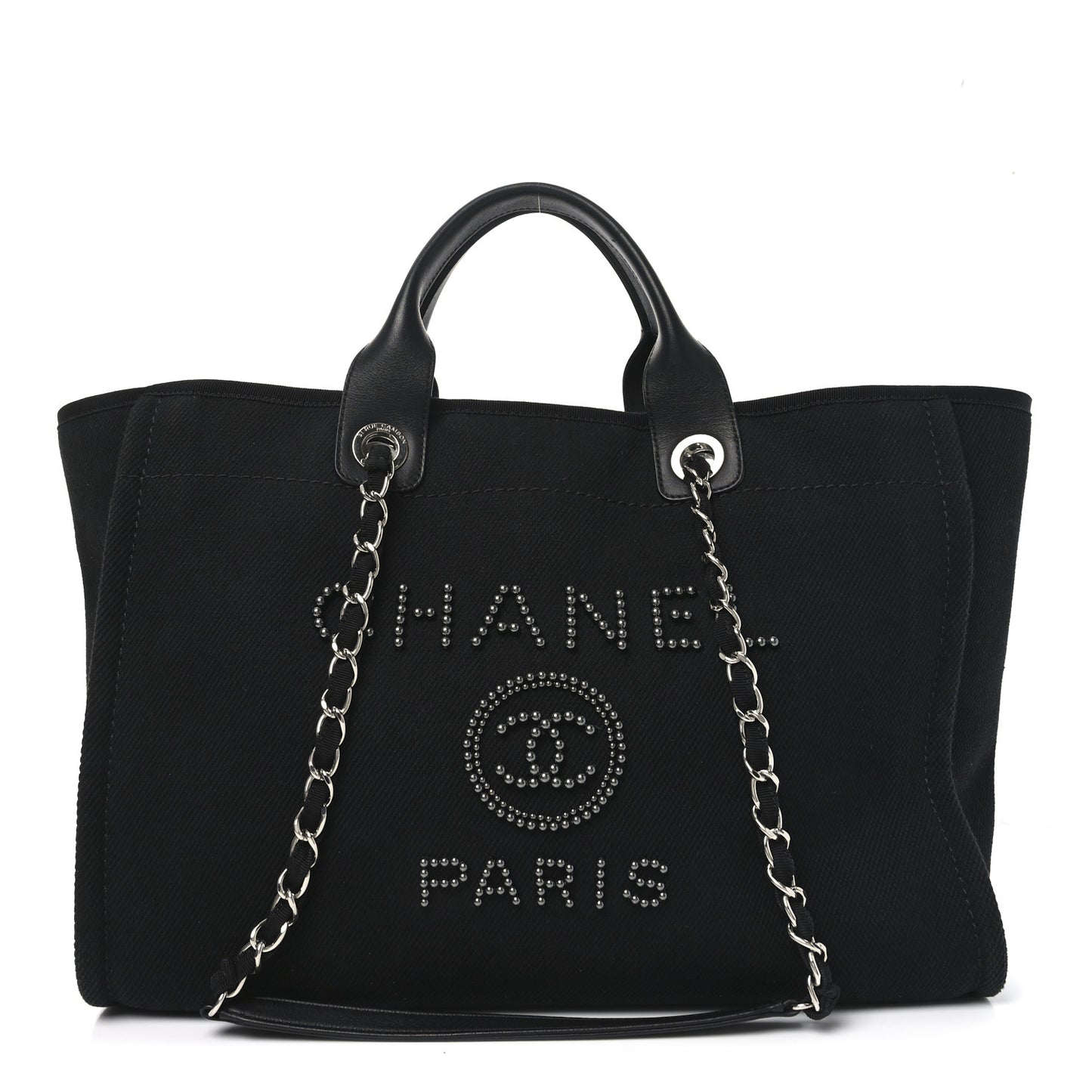 Canvas Pearl Medium Deauville Tote Black