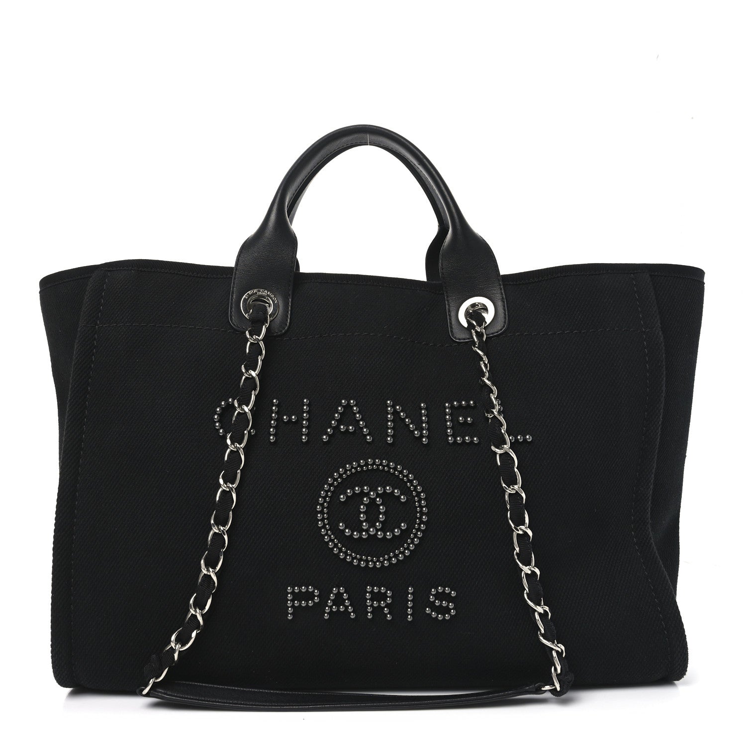 Chanel Canvas Pearl Medium Deauville Tote Black 1 of 10