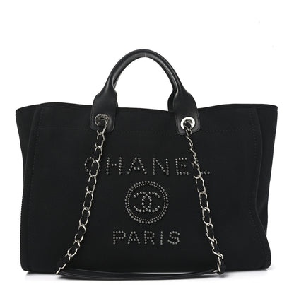 Chanel Canvas Pearl Medium Deauville Tote Black 1 of 10