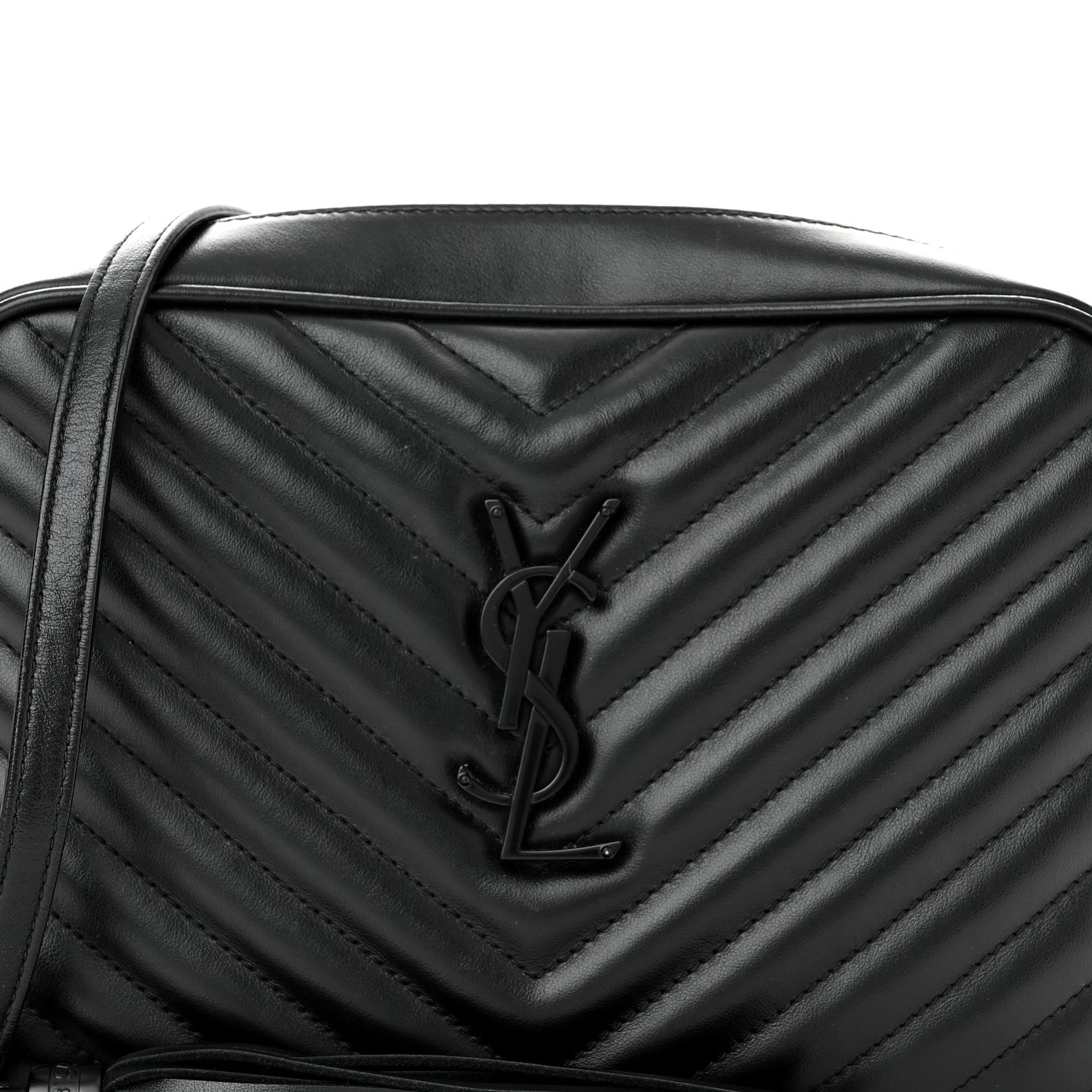 Saint Laurent Calfskin Matelasse Monogram Monochrome Lou Camera Bag Black 7 of 9