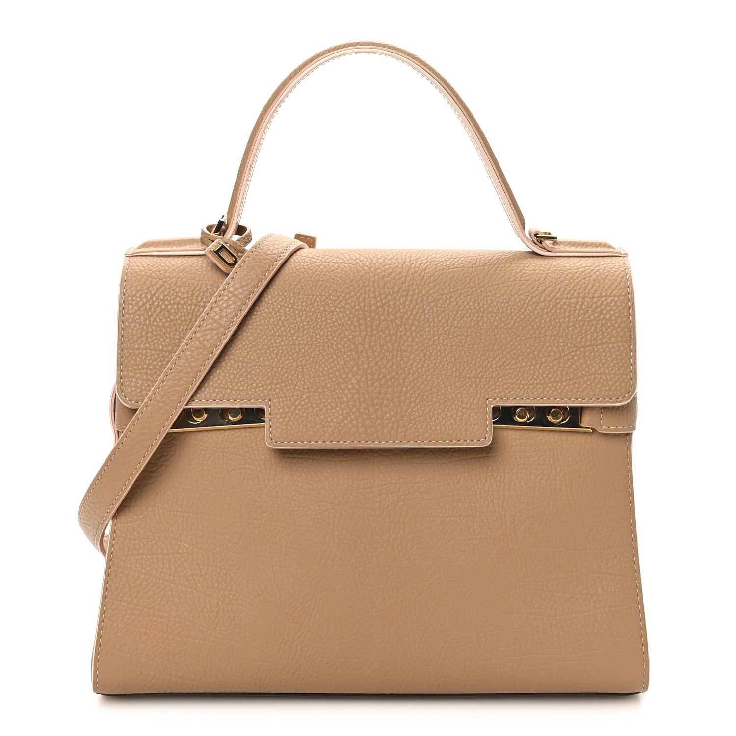 Delvaux Crispy Calfskin MM Tempete Satchel Beige 1 of 10