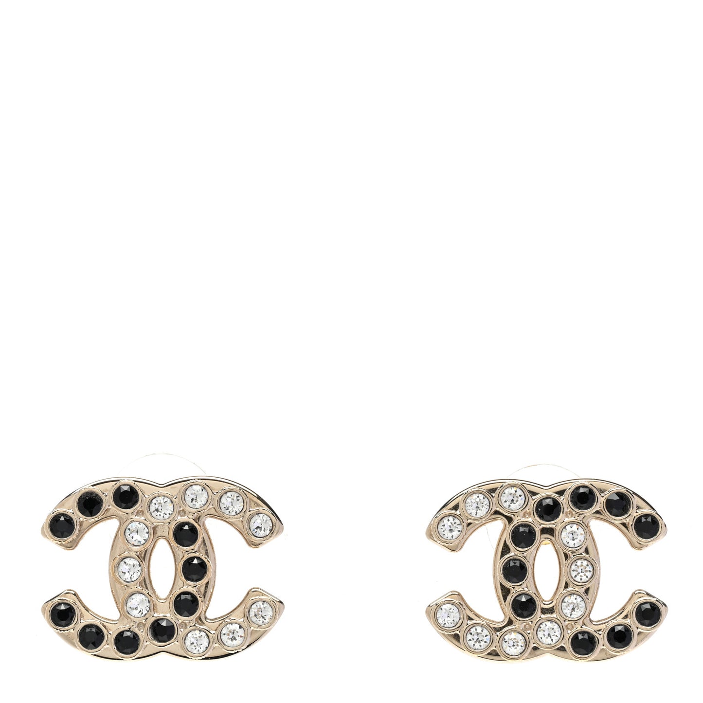 Crystal CC Earrings Black Gold