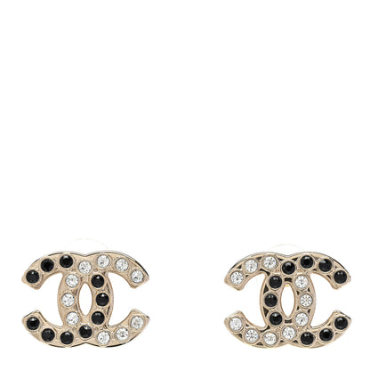 Chanel Crystal CC Earrings Black Gold 1 of 5
