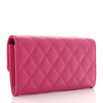 Chanel Caviar Quilted Large Gusset Flap Wallet Pink 3 of 9