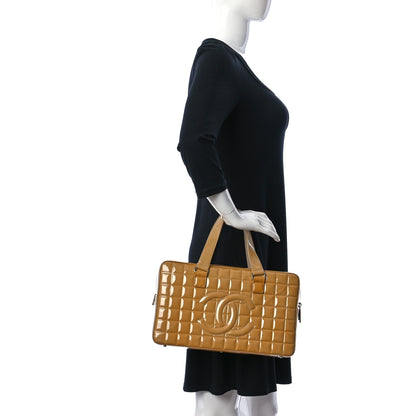 Chanel Patent Quilted Chocolate Bar Bowler Beige 2 of 12