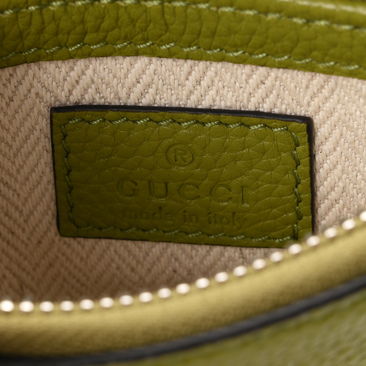 Gucci Pebbled Calfskin Mini B Shoulder Bag Olive Green 6 of 10